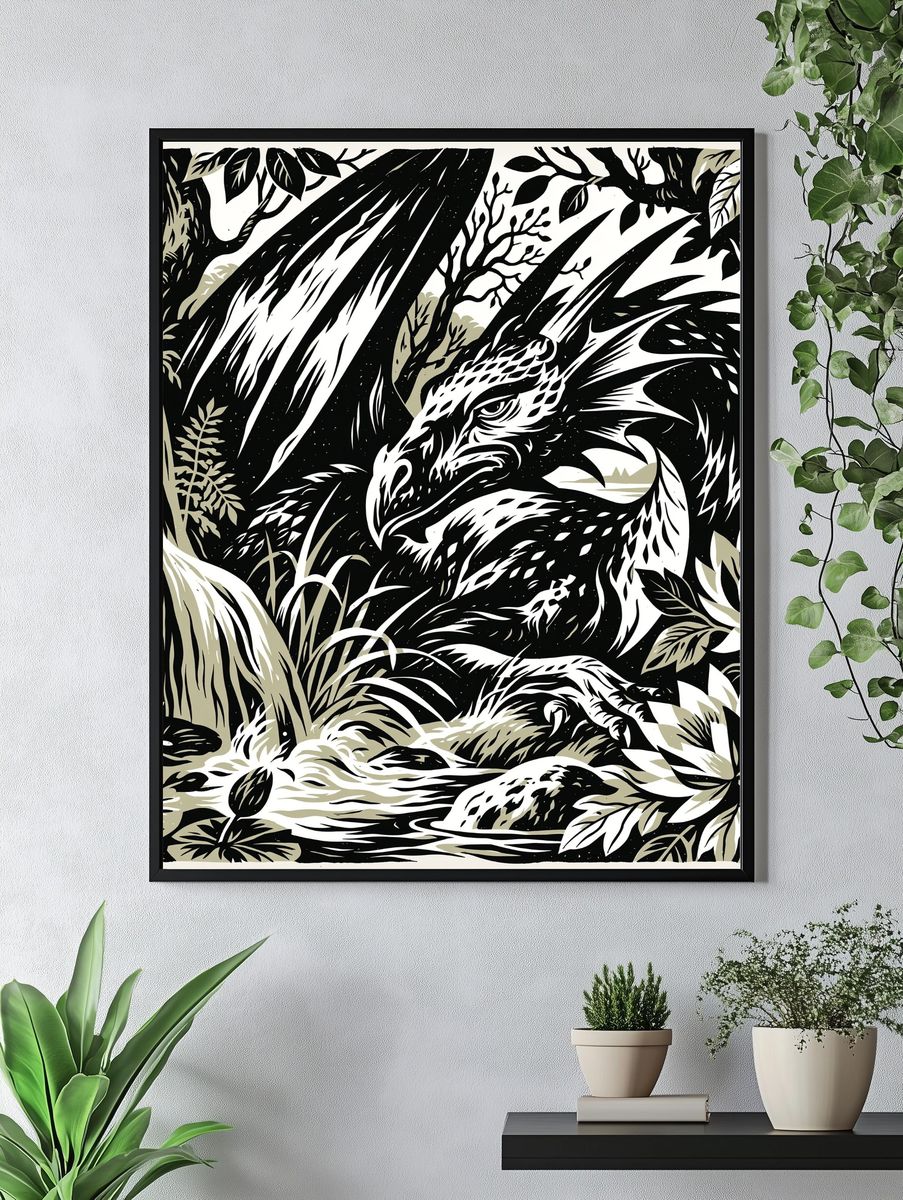 Dragon Forest Ink Poster. — room view 4