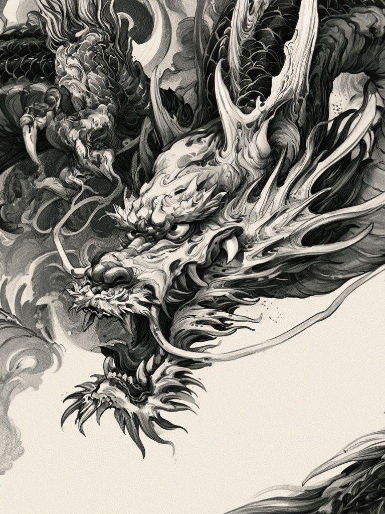 Dragon Ink Illustration Poster. poster detail