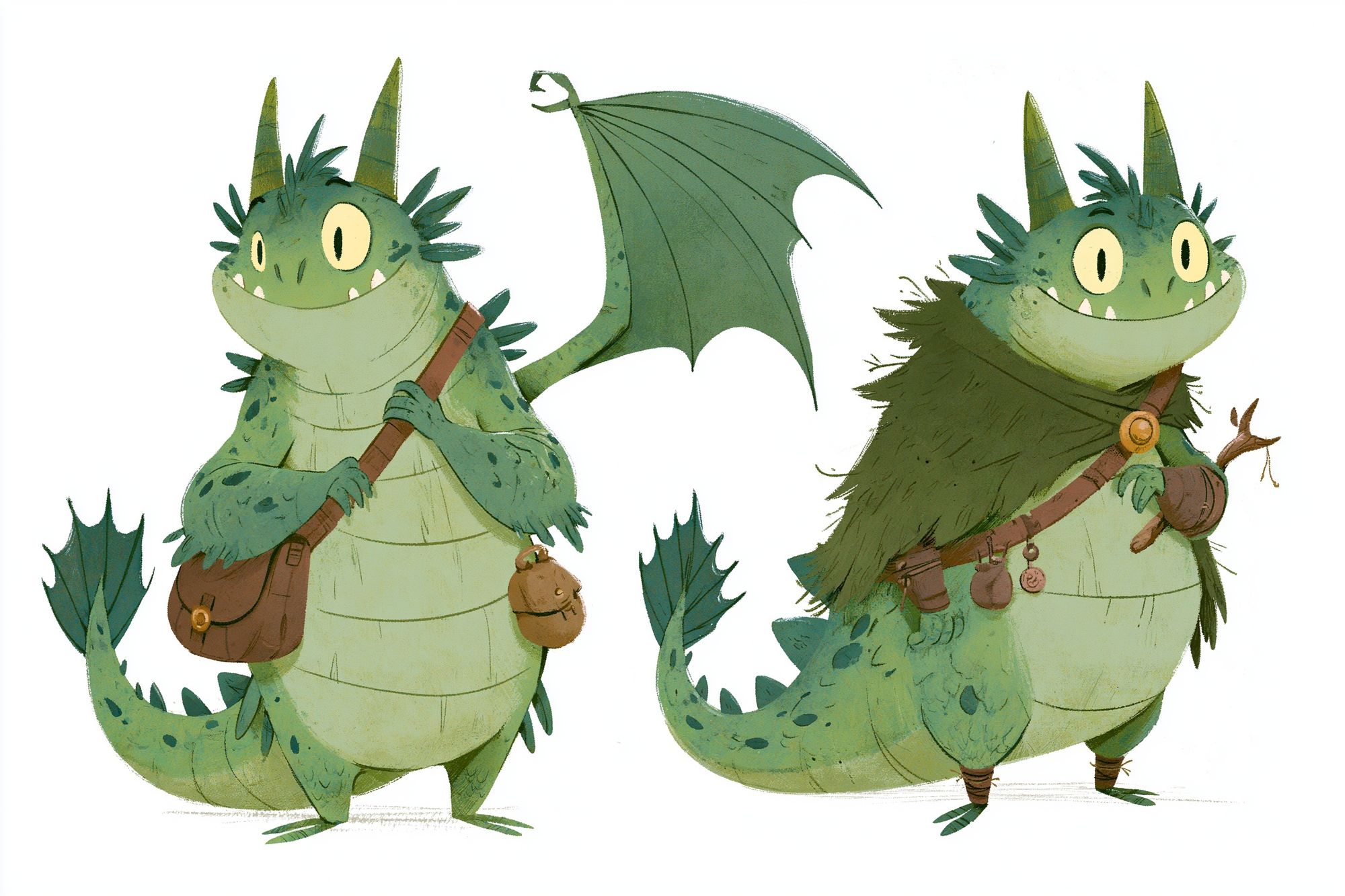 Cute Dragon Twins Illustration Poster. poster detail