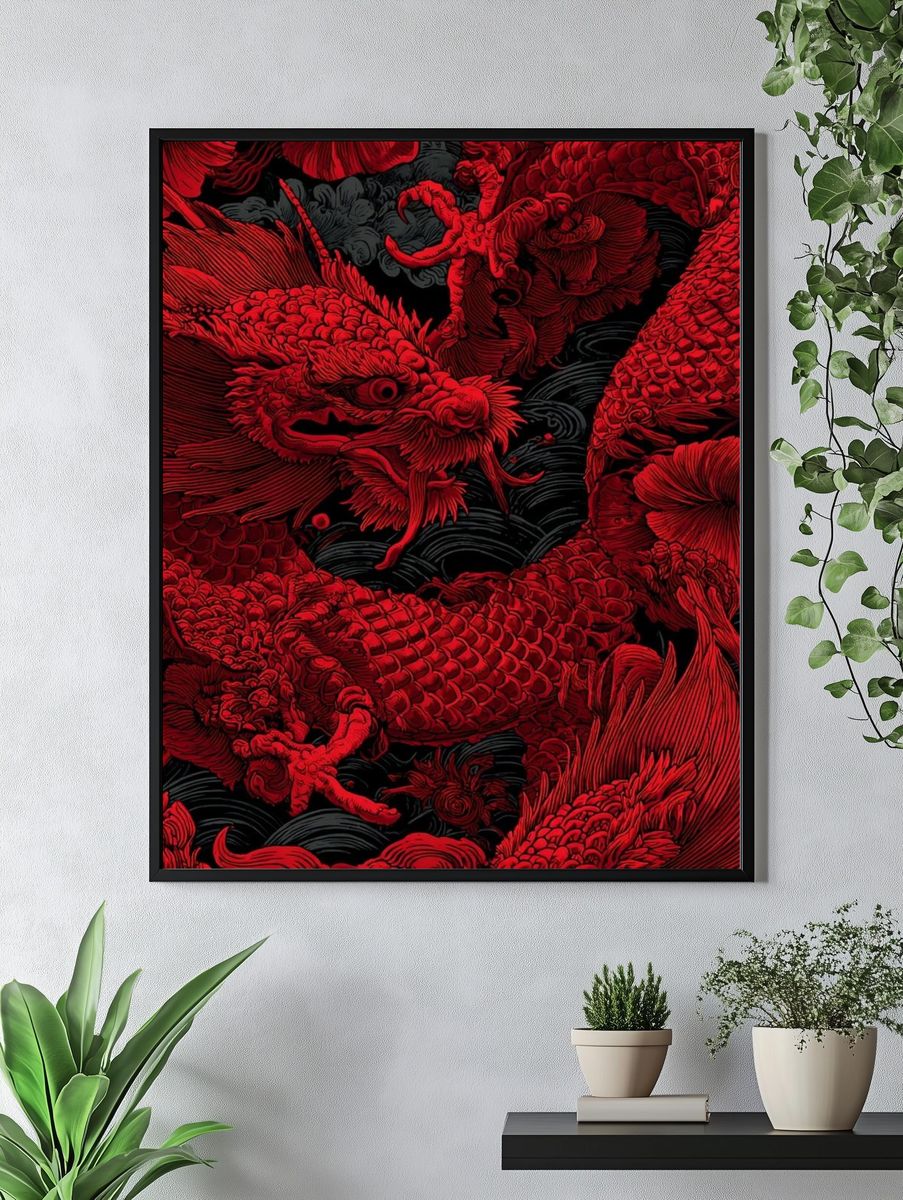 Red Dragon — Japanese Style Print. — room view 4