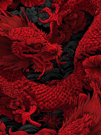 Red Dragon — Japanese Style Print. poster