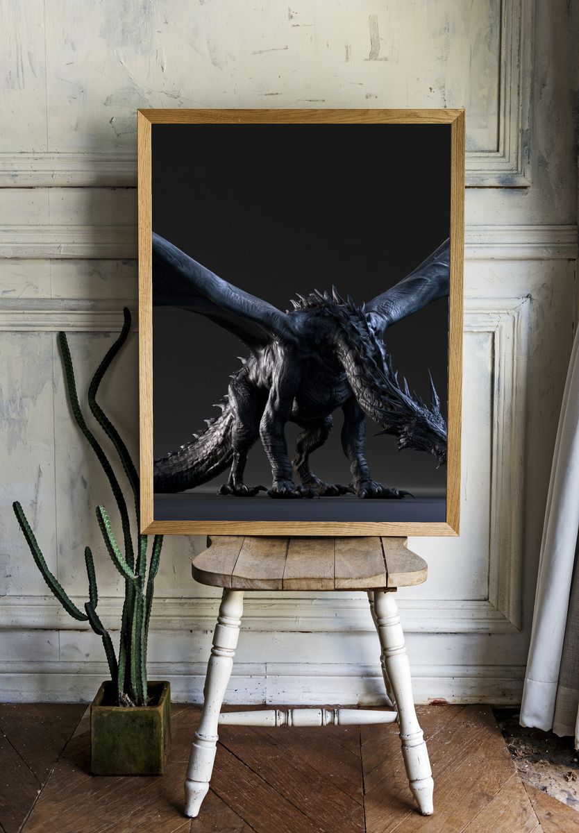 Dark Dragon Fantasy Art Print. room preview