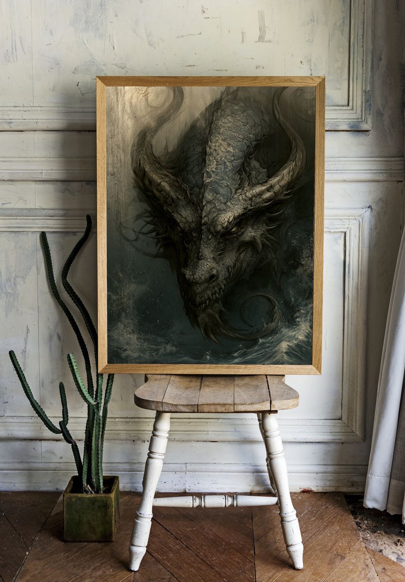 Dark Dragon Portrait Poster. room preview
