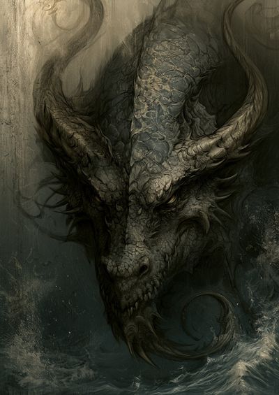 Dark Dragon Portrait Poster. poster