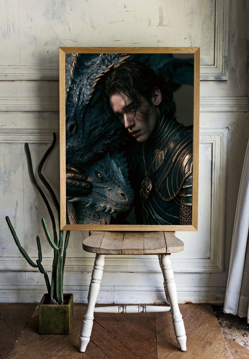 Dragon Rider Fantasy Portrait Poster. — room view 1