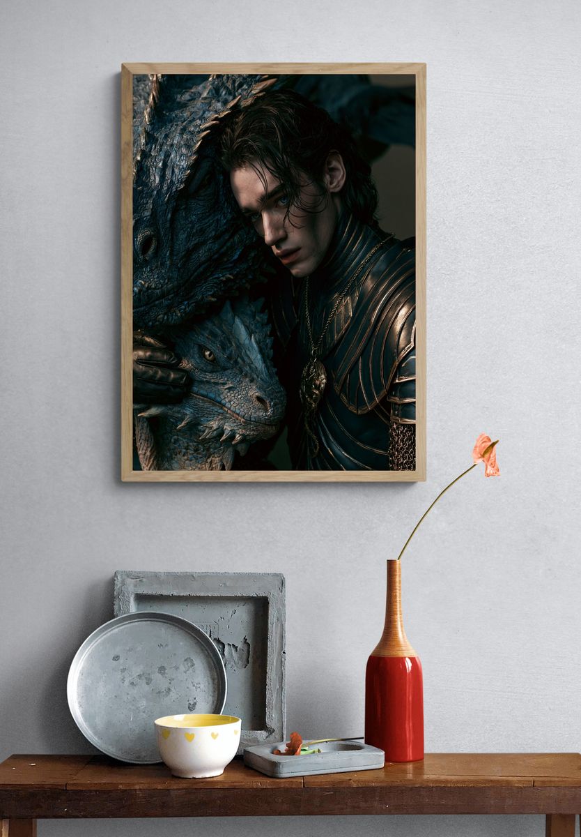 Dragon Rider Fantasy Portrait Poster. — room view 3