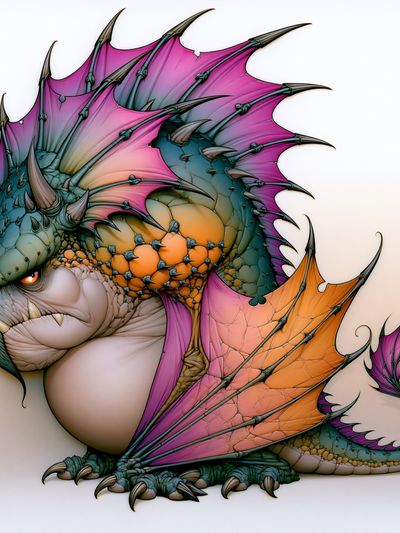 Rainbow Dragon Illustration Poster.