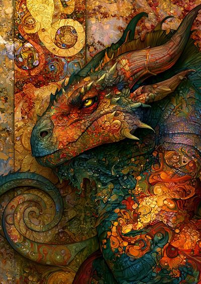 Dragon Mosaic Fantasy Print. poster print