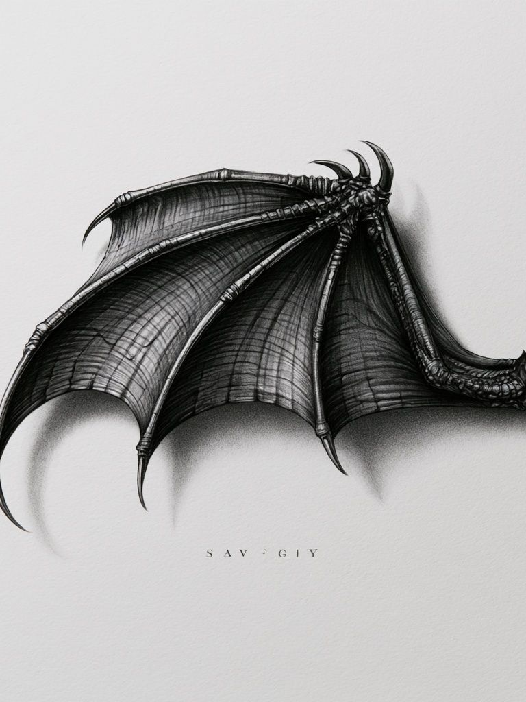 Dragon Wing Sketch Poster. poster — illustration art