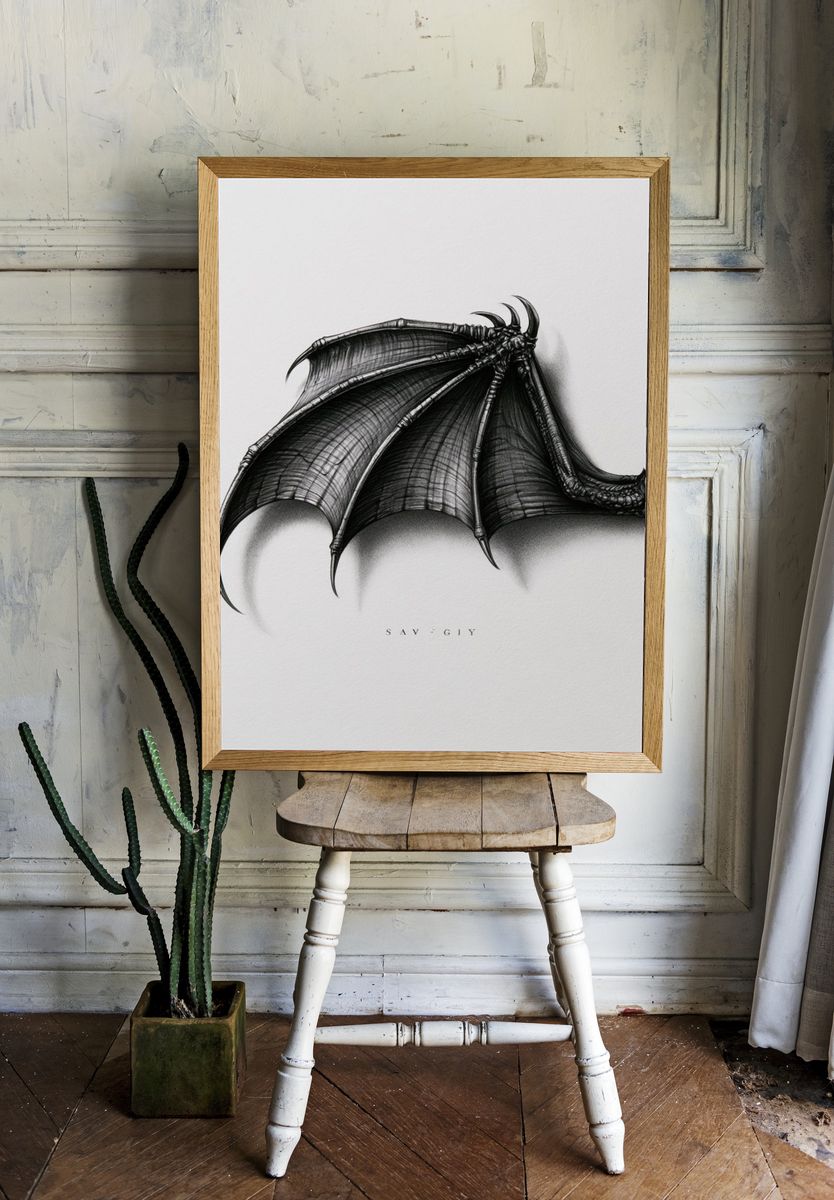Dragon Wing Sketch Poster. — room view 1