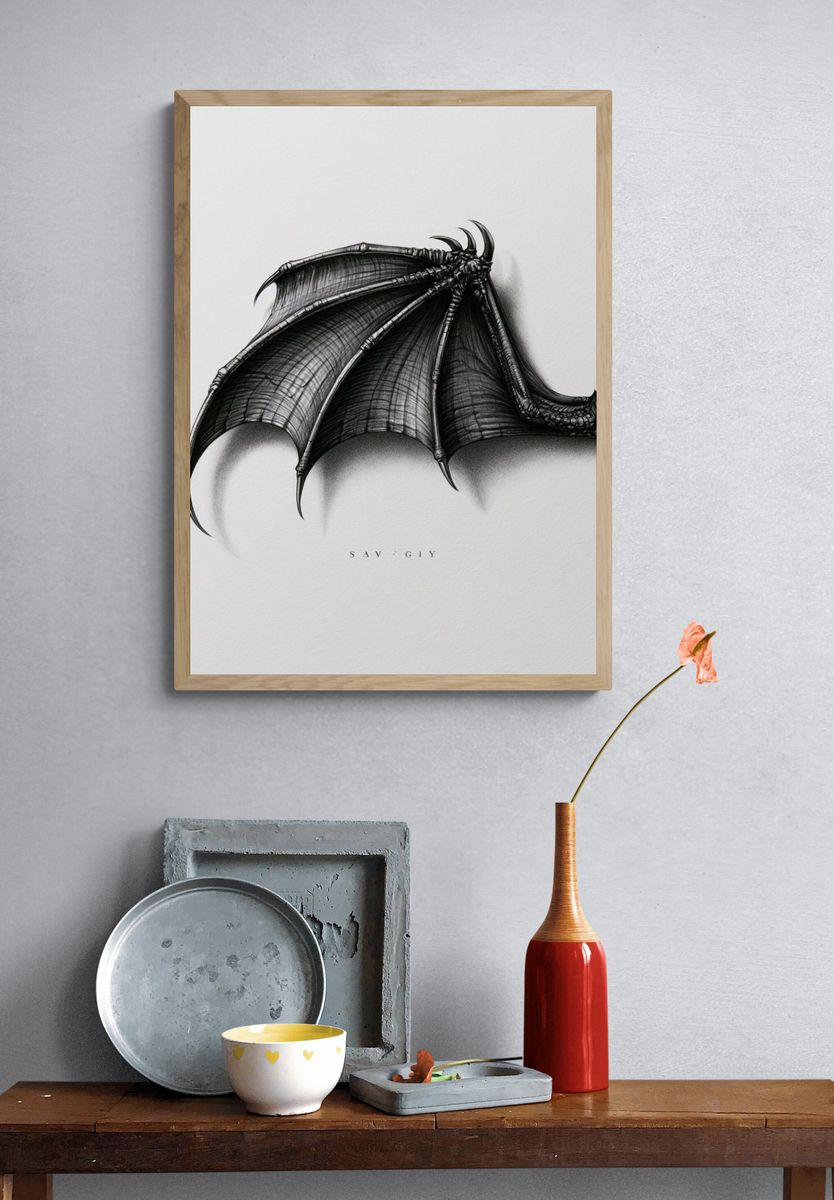 Dragon Wing Sketch Poster. — room view 3