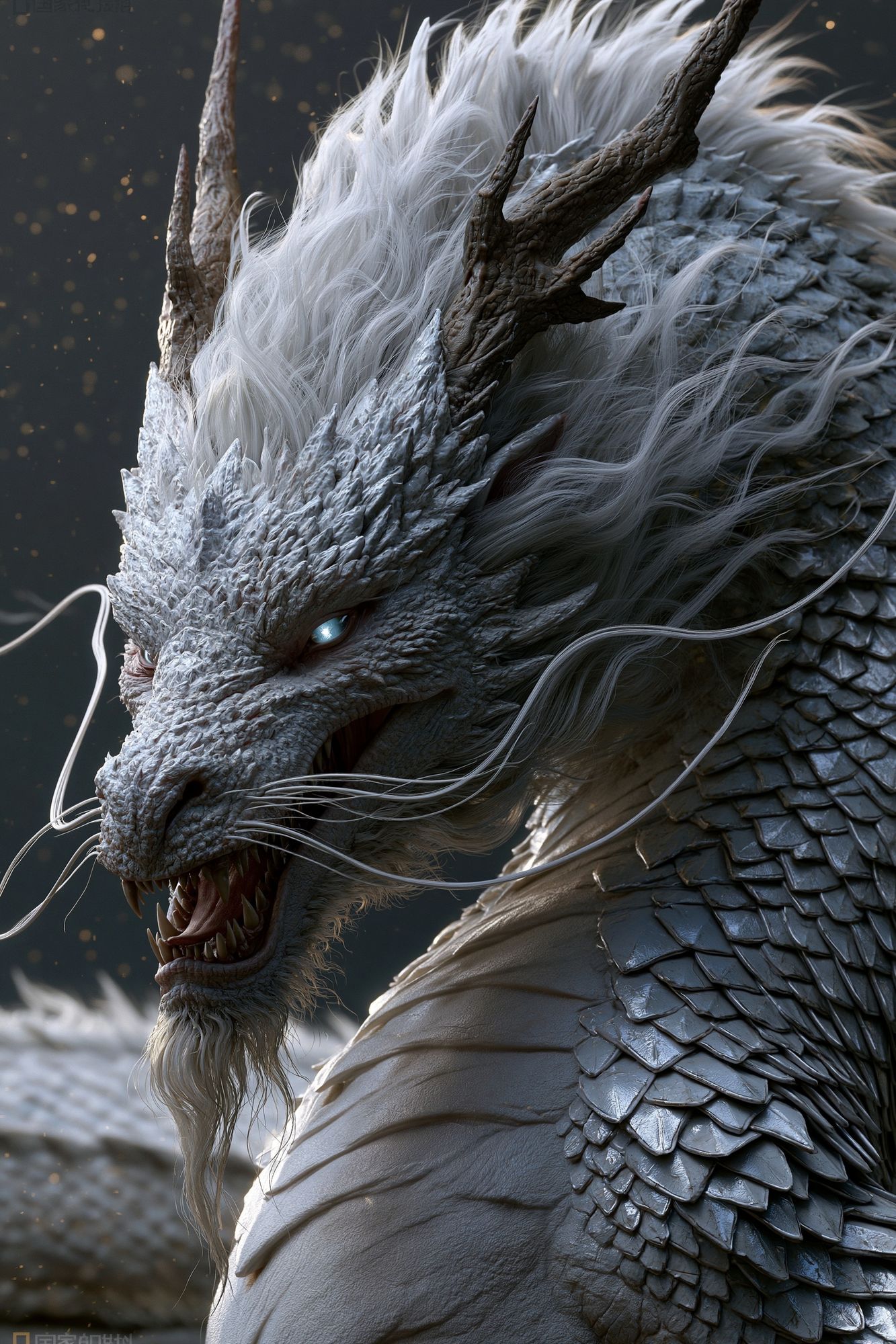 White Dragon Fantasy Illustration Poster. poster detail