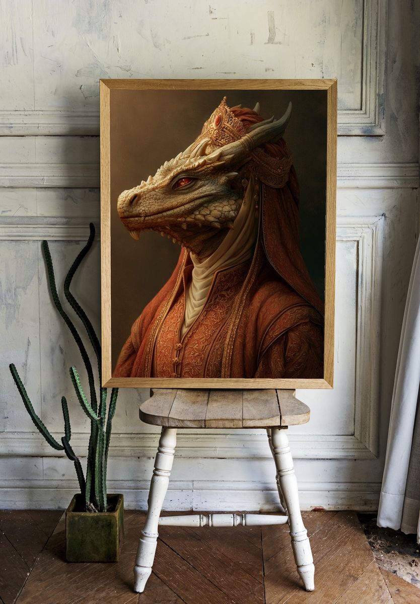 Dragon Queen Portrait Print. room preview
