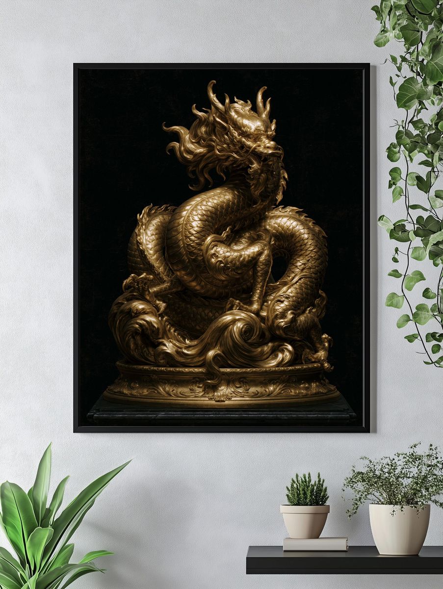 Golden Dragon Sculpture Poster. — room view 4