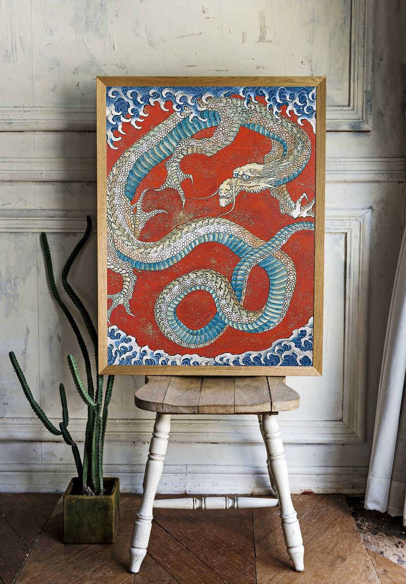 Dragon and Waves — Asian Art Print. — room view 1
