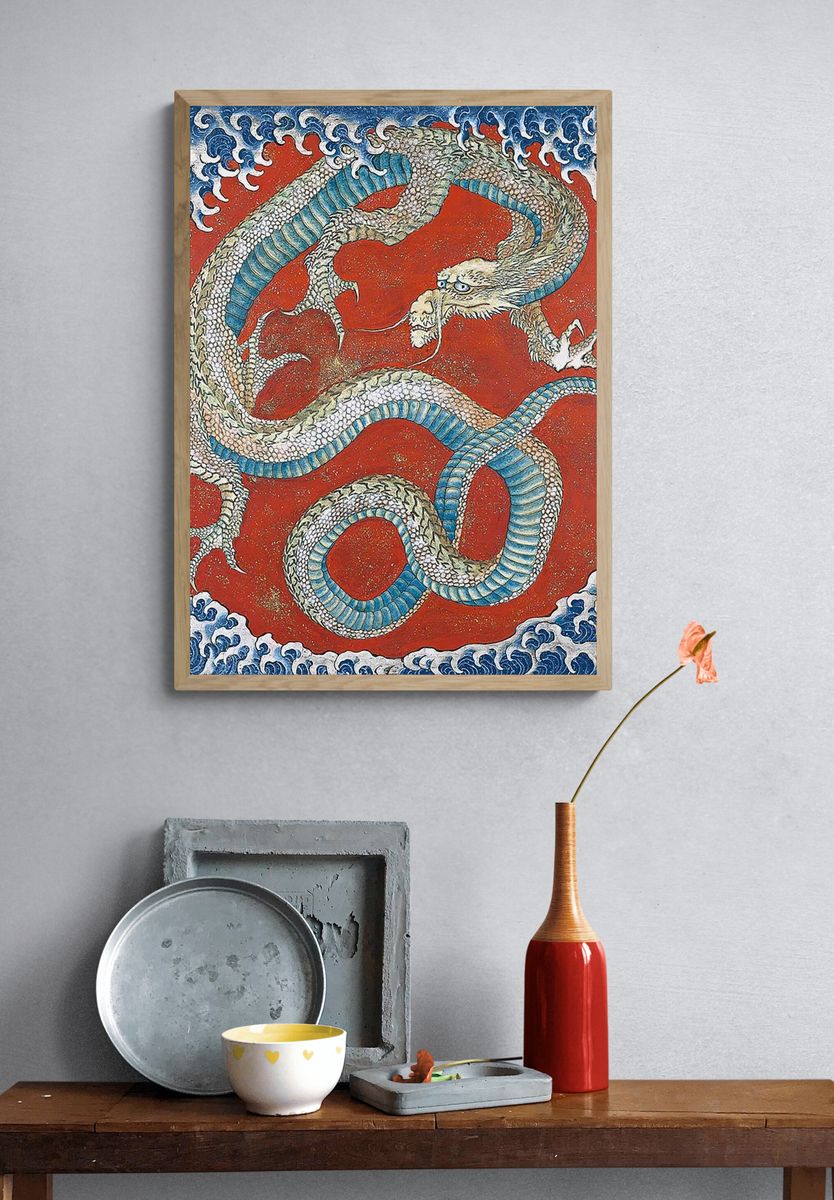 Dragon and Waves — Asian Art Print. — room view 3