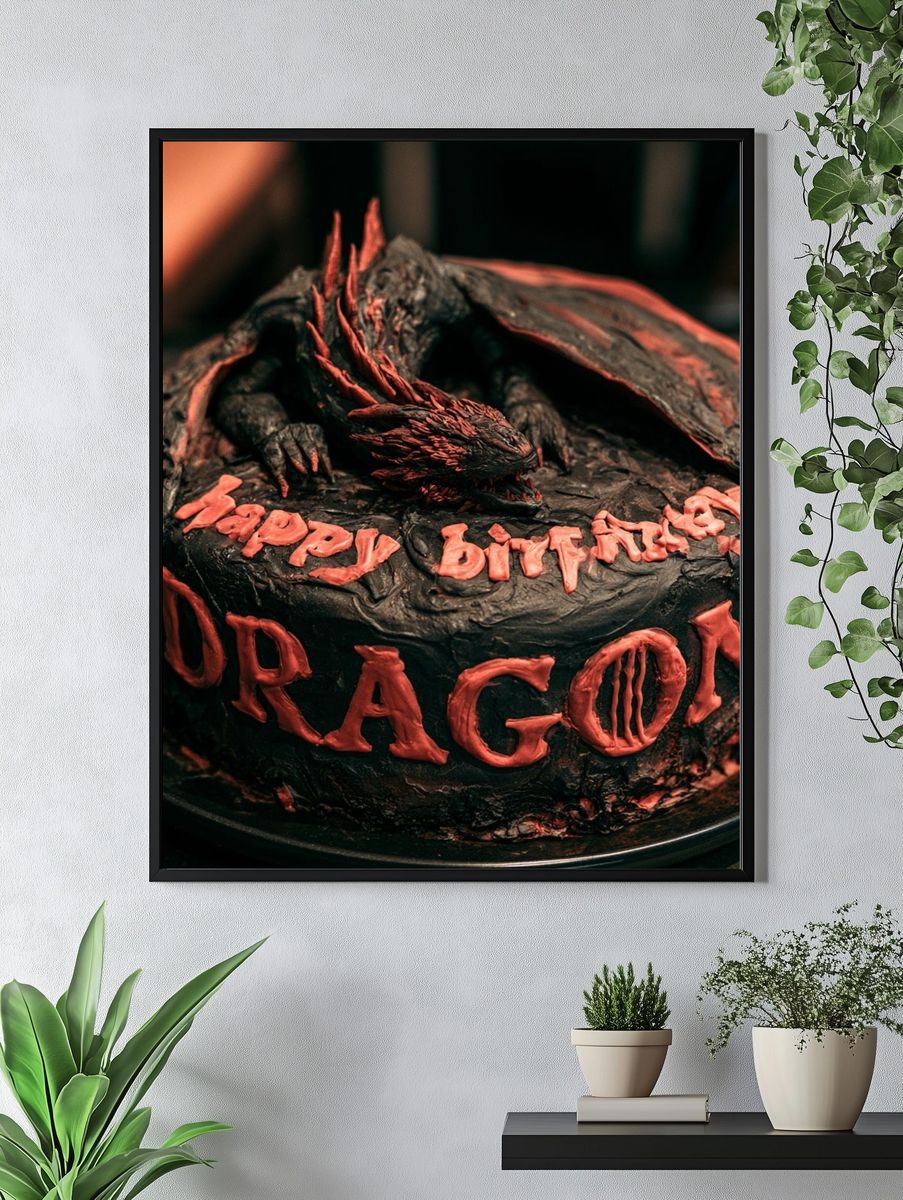 Dragon Birthday Cake Photography Poster. — room view 4
