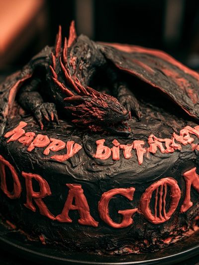 Dragon Birthday Cake Photography Poster. poster
