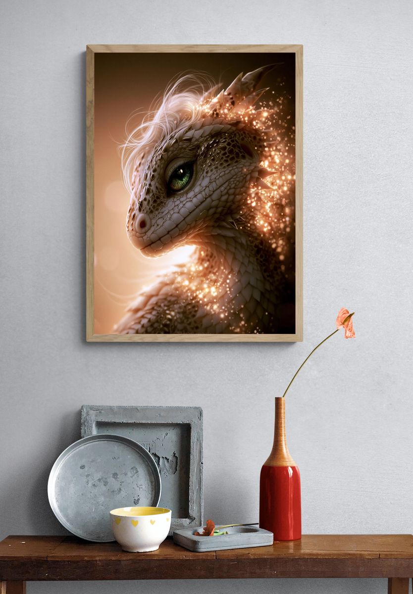 Fantasy Dragon Portrait Poster. — room view 3