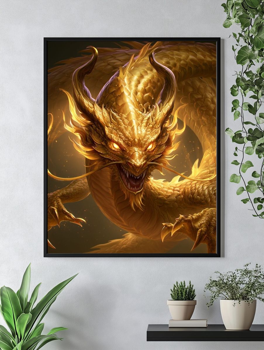 Golden Dragon Fantasy Print. — room view 4