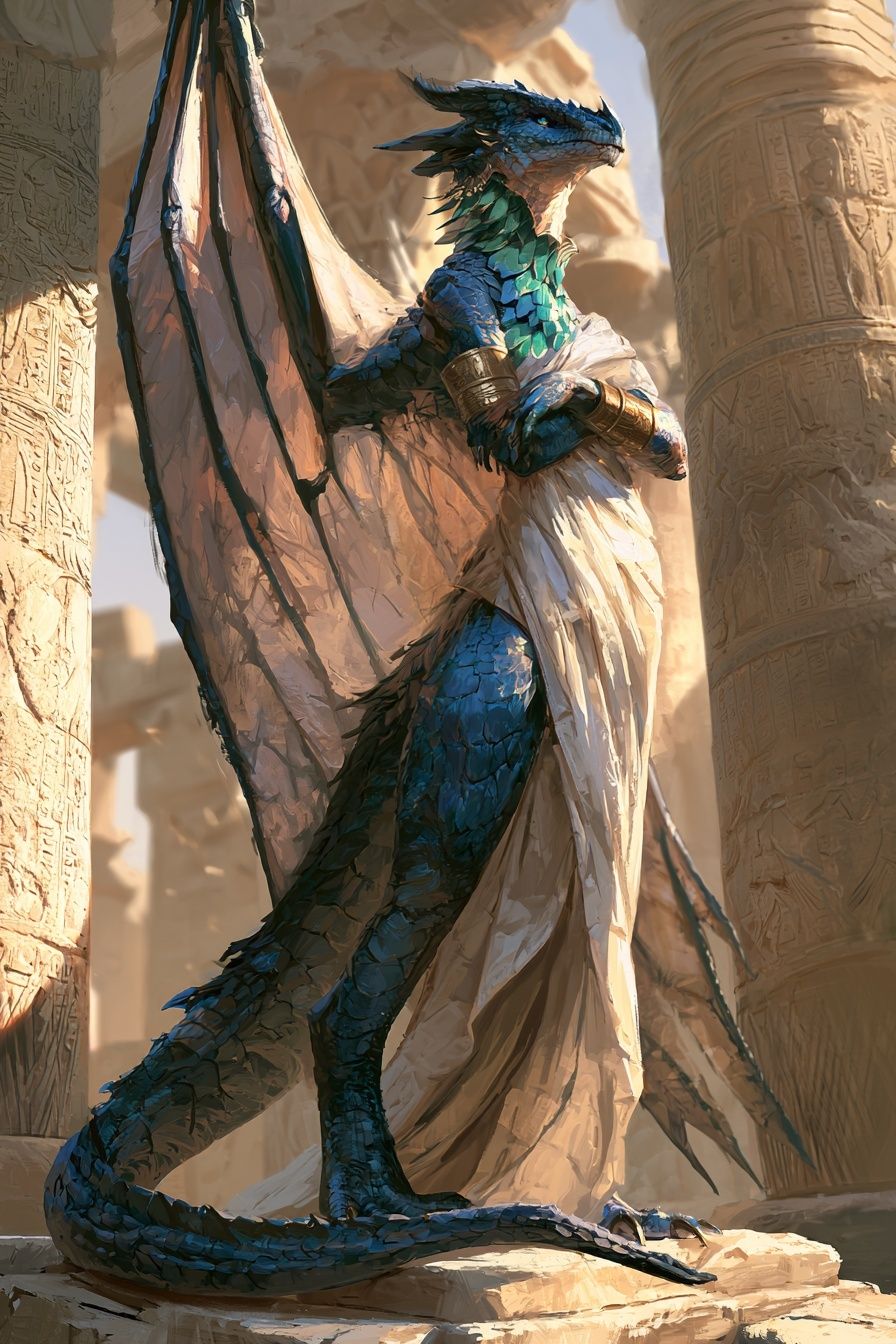 Dragon Statue Fantasy Illustration Poster. poster detail