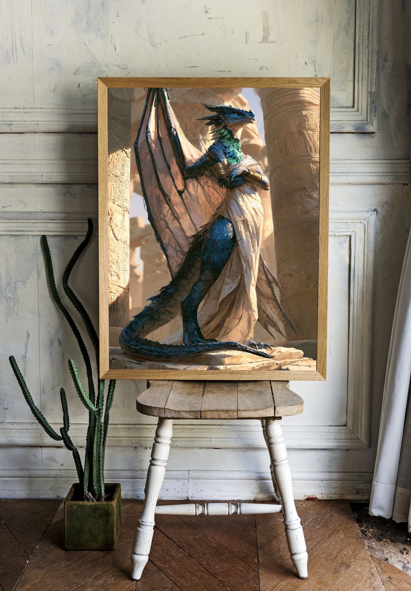 Dragon Statue Fantasy Illustration Poster. room preview
