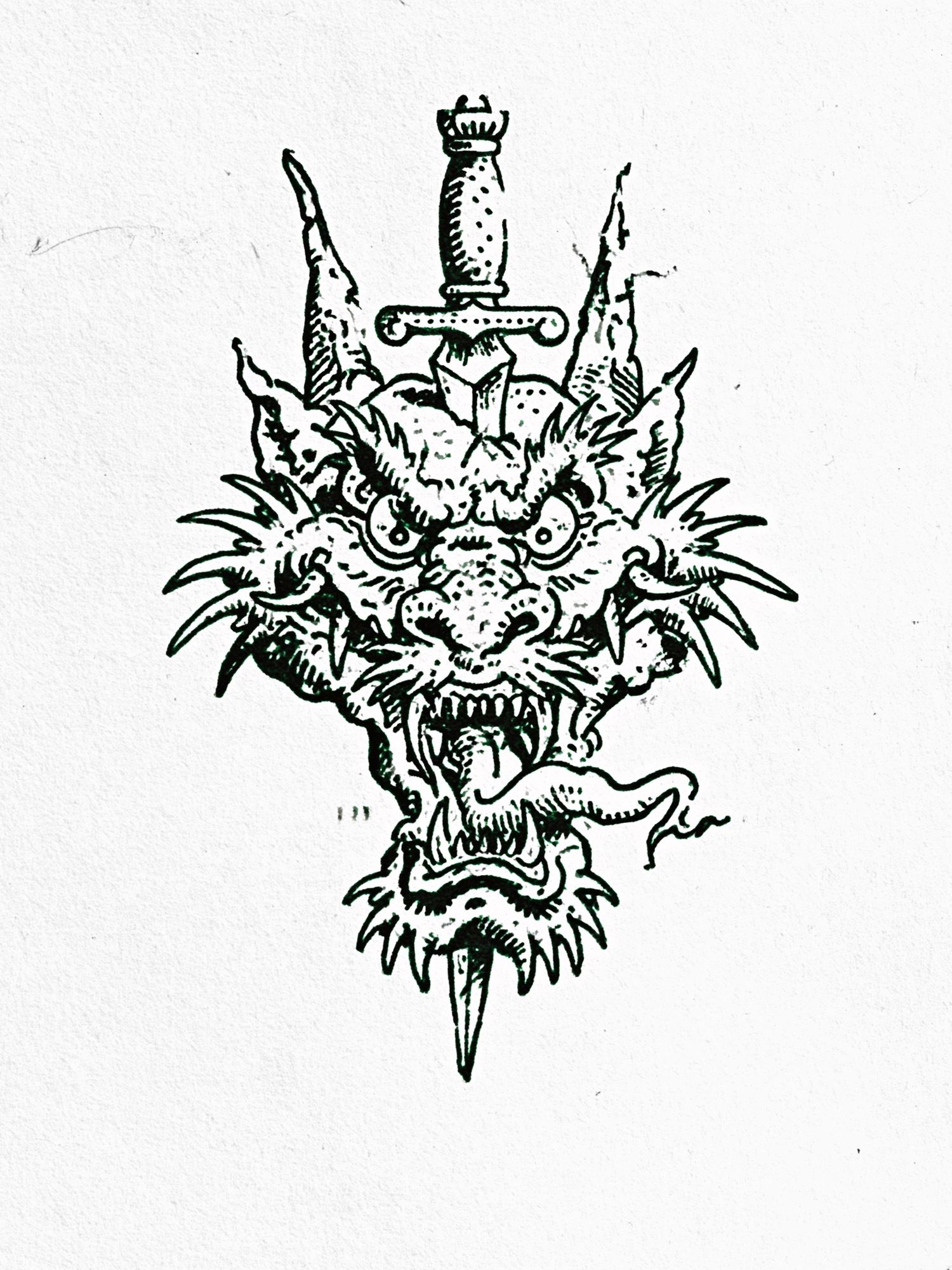 Dragon Sword Ink Print. poster — illustration art