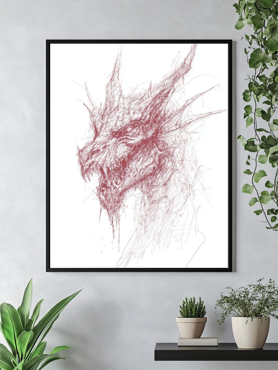 Dragon Head — Illustration Print. — room view 4