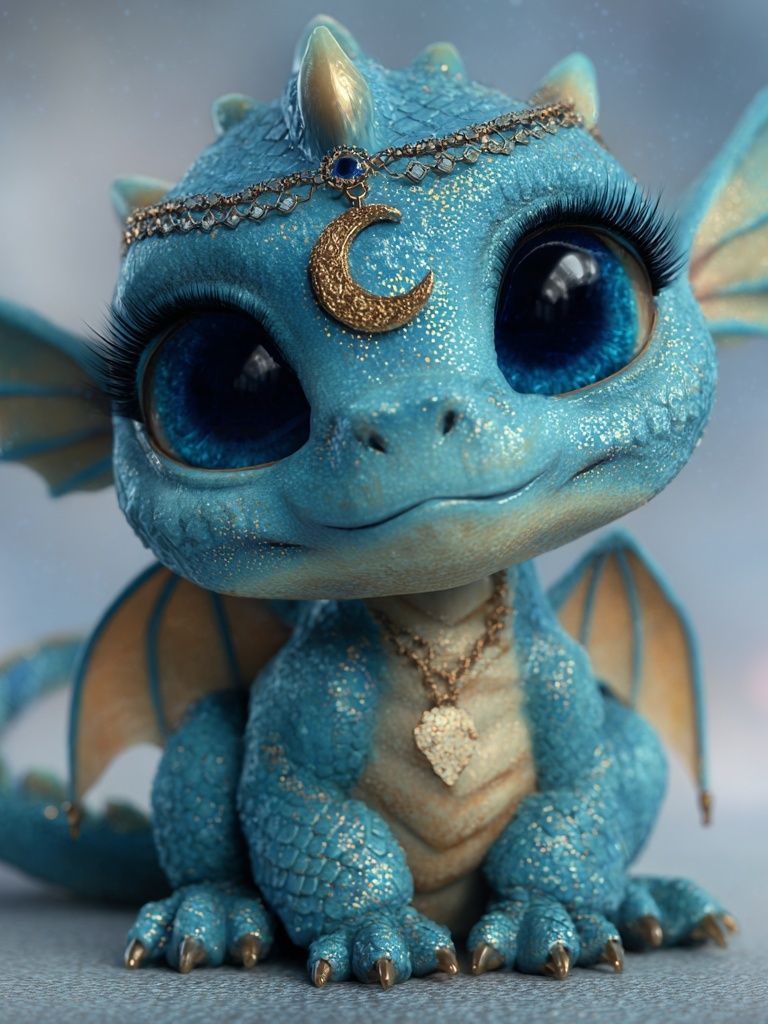 Cute Blue Dragon — Illustration Print. poster detail