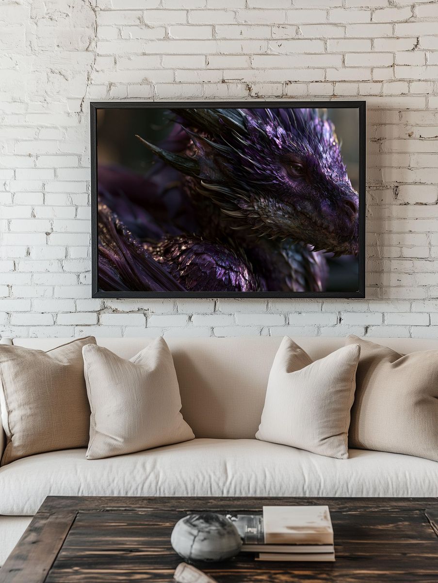 Purple Dragon Portrait Poster. room preview