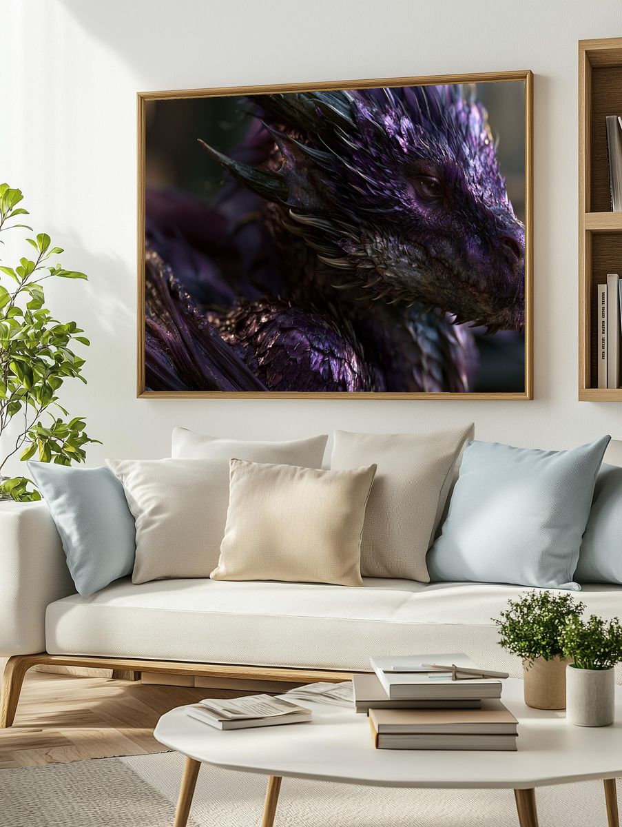 Purple Dragon Portrait Poster. — room view 2