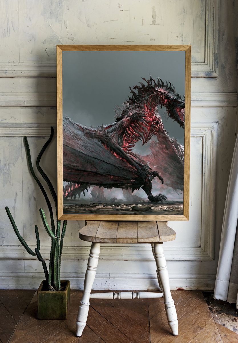 Crimson Dragon Fantasy Print. — room view 1