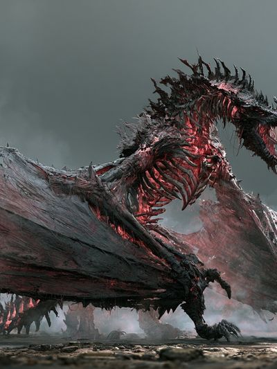 Crimson Dragon Fantasy Print.