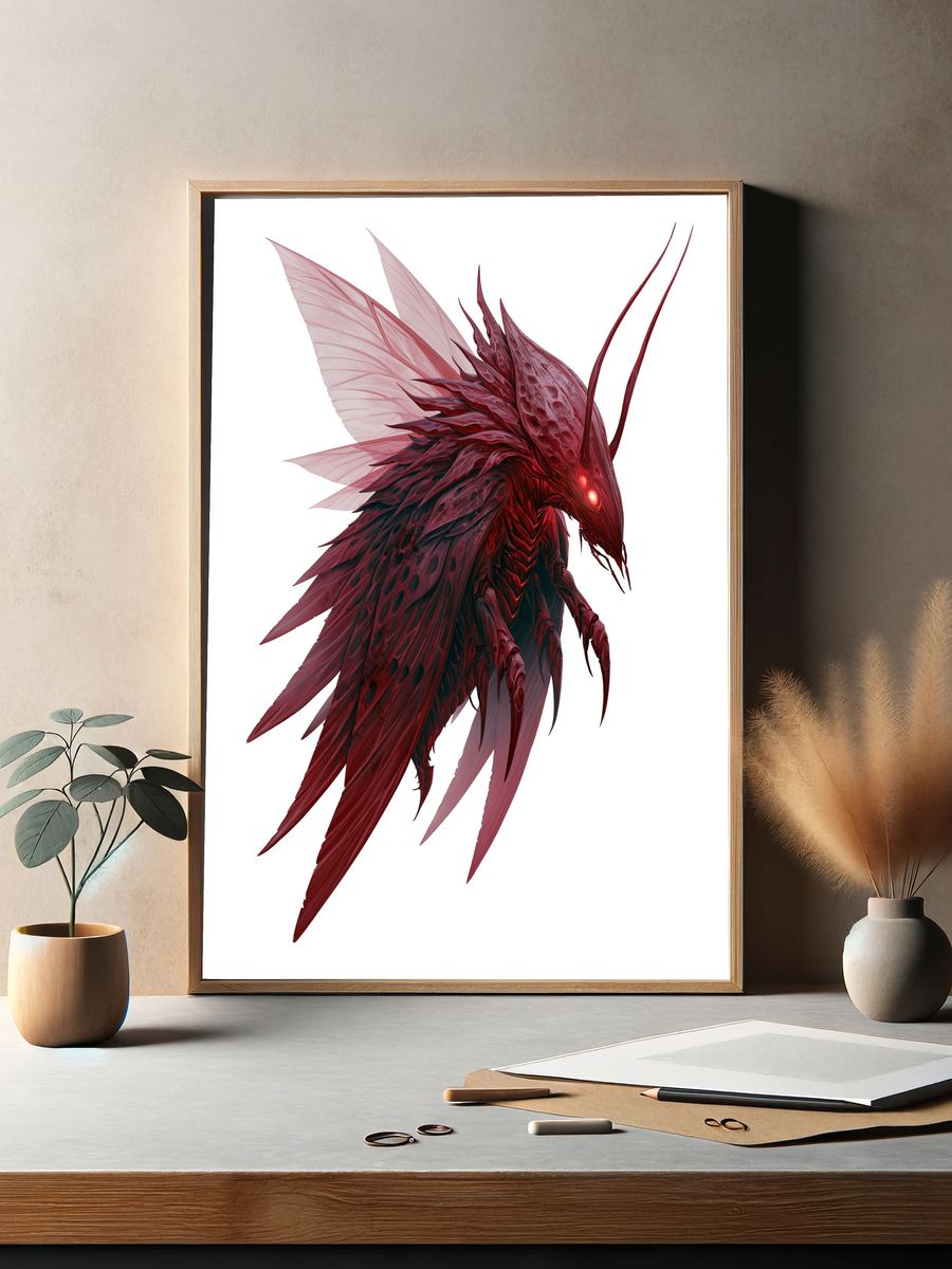 Crimson Dragon Digital Art Poster. — room view 2