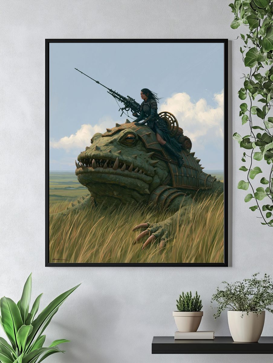 Dragon Rider Fantasy Illustration Poster. — room view 4