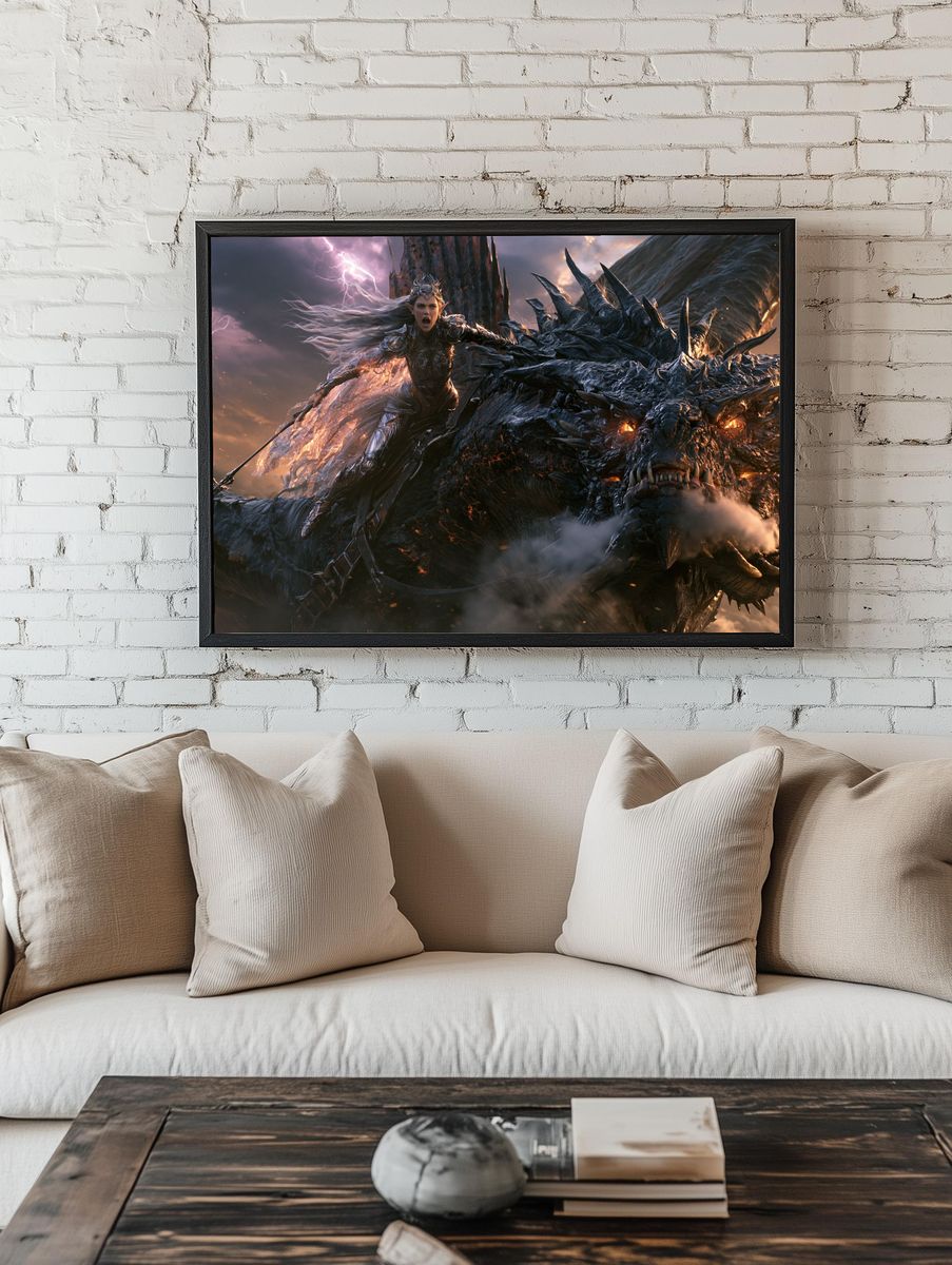 Dragon Rider Fantasy Illustration Poster. room preview