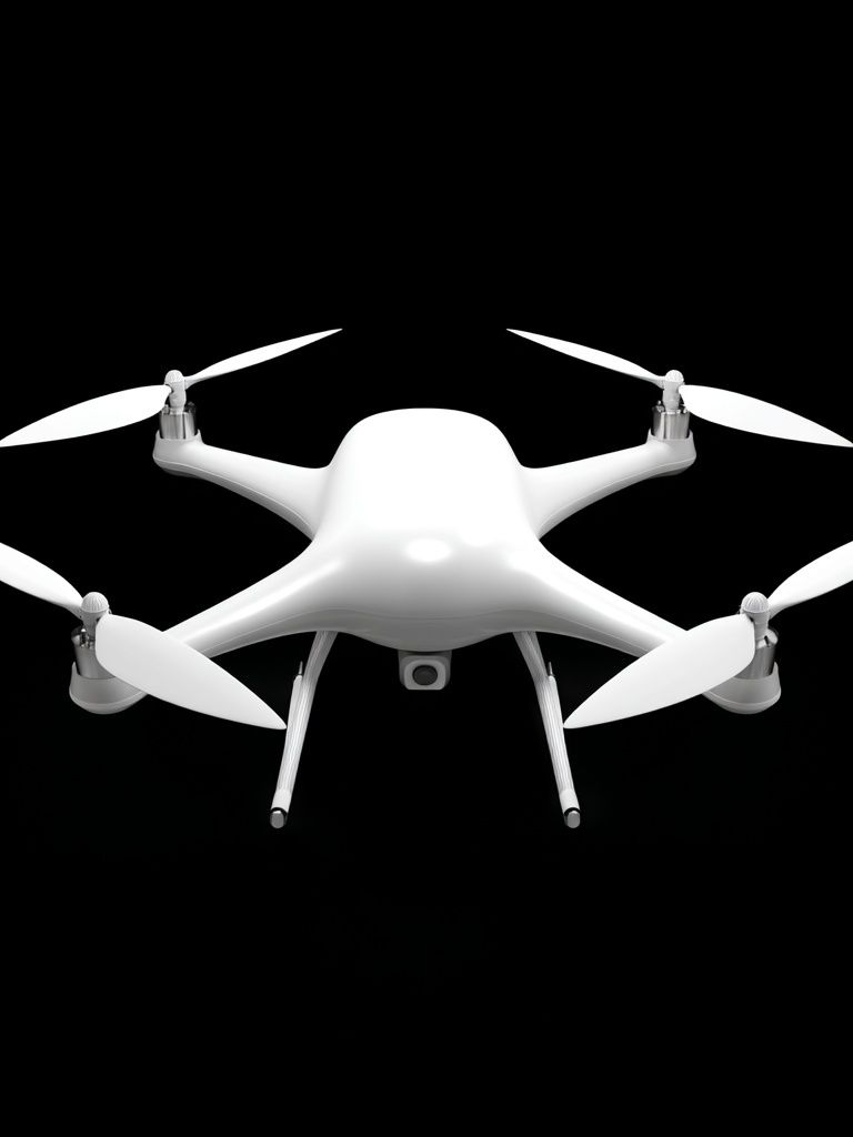 White Drone on Black Background Poster. poster — photography art