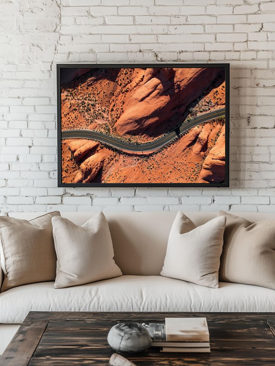 Winding Desert Road — Photography Print. — room view 1