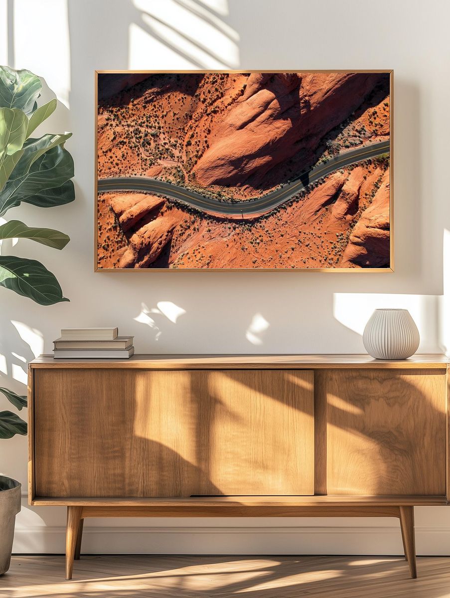 Winding Desert Road — Photography Print. — room view 3