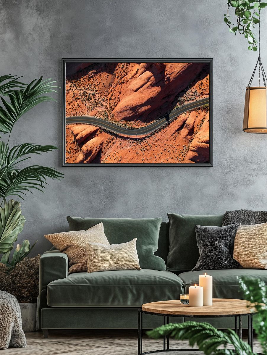 Winding Desert Road — Photography Print. — room view 4