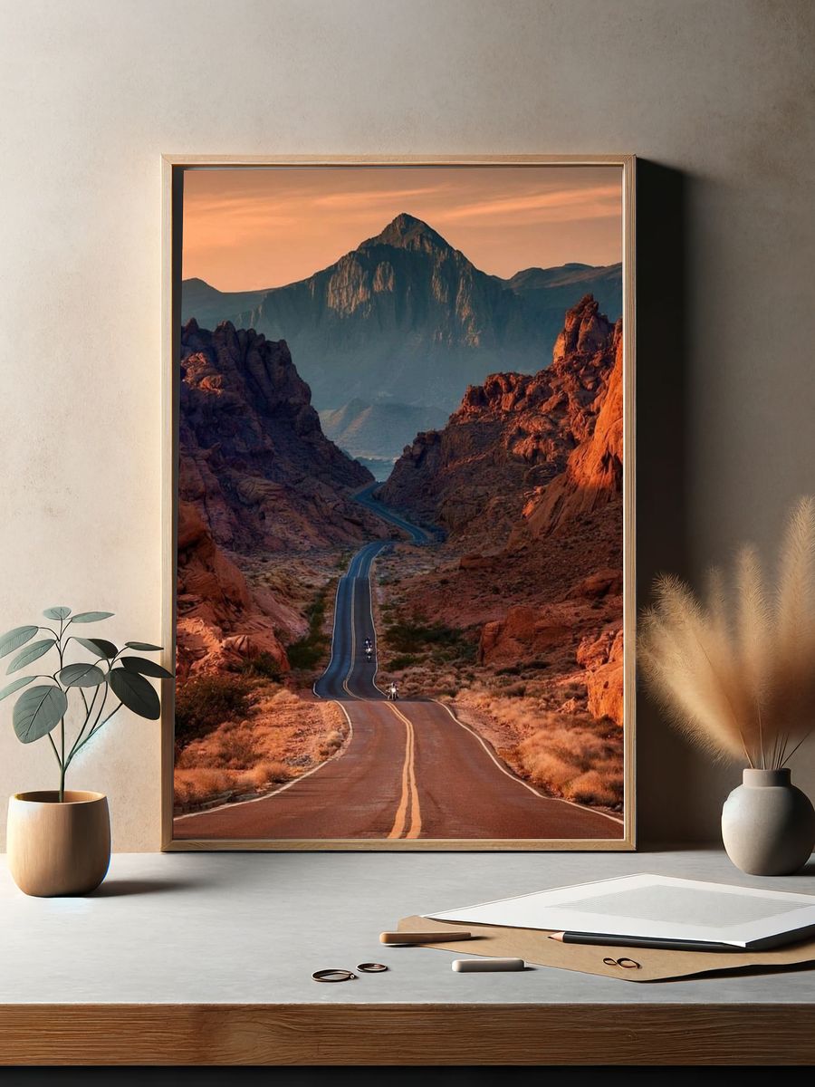 Desert Canyon Road Photography Poster. — room view 2