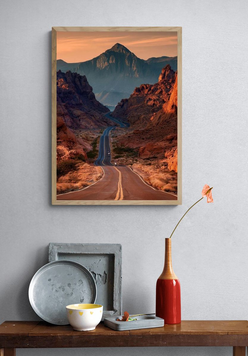 Desert Canyon Road Photography Poster. — room view 3