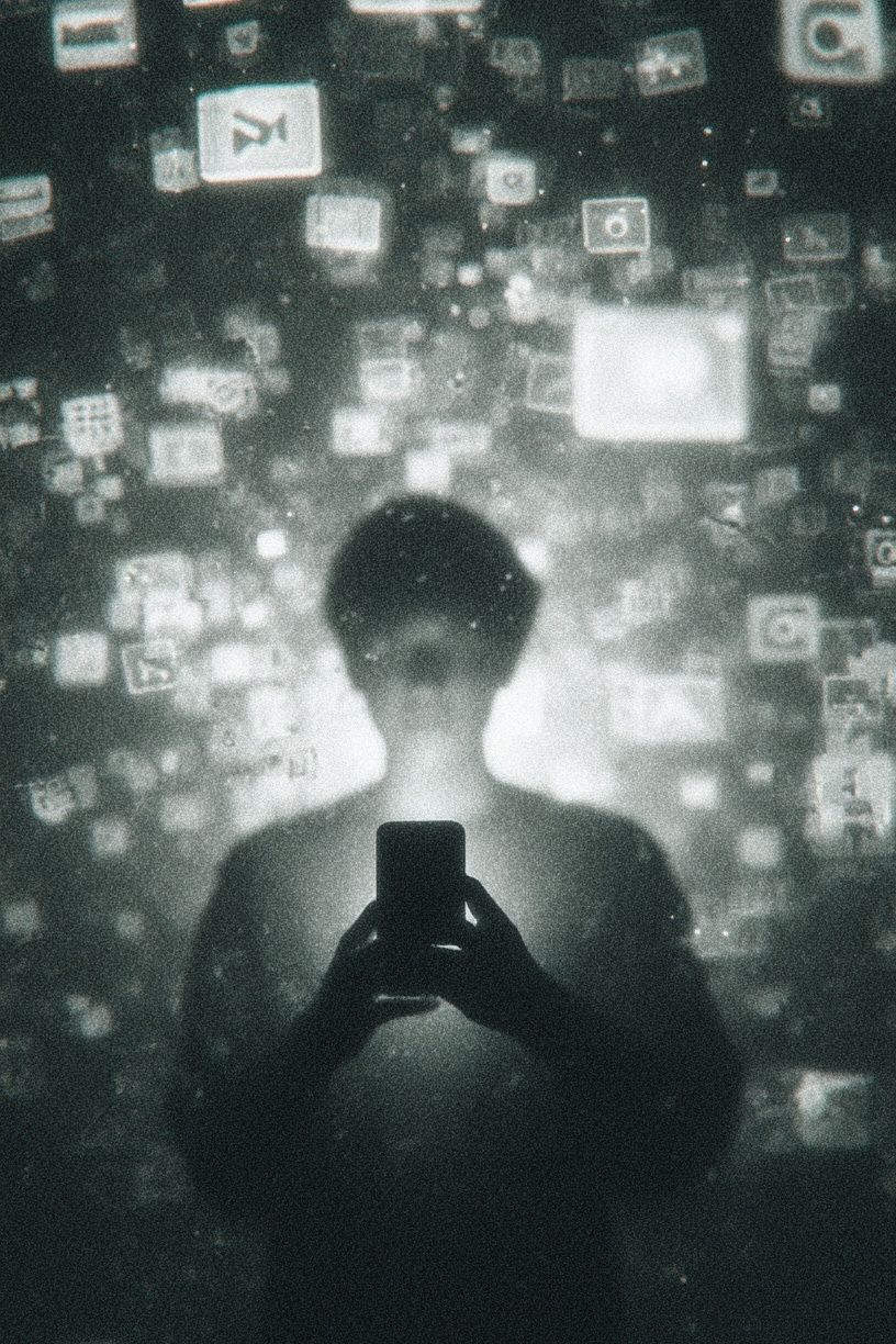Digital Reflection Silhouette Print. poster detail