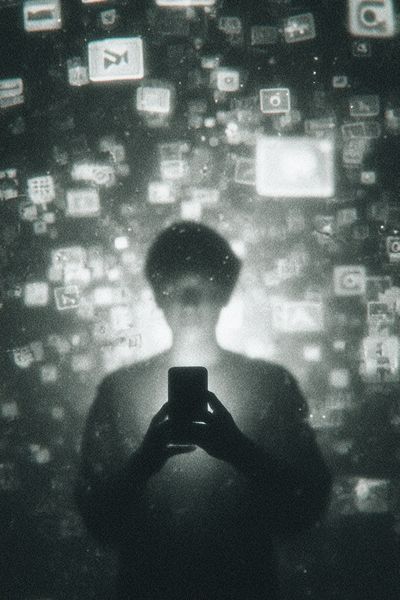 Digital Reflection Silhouette Print. poster print