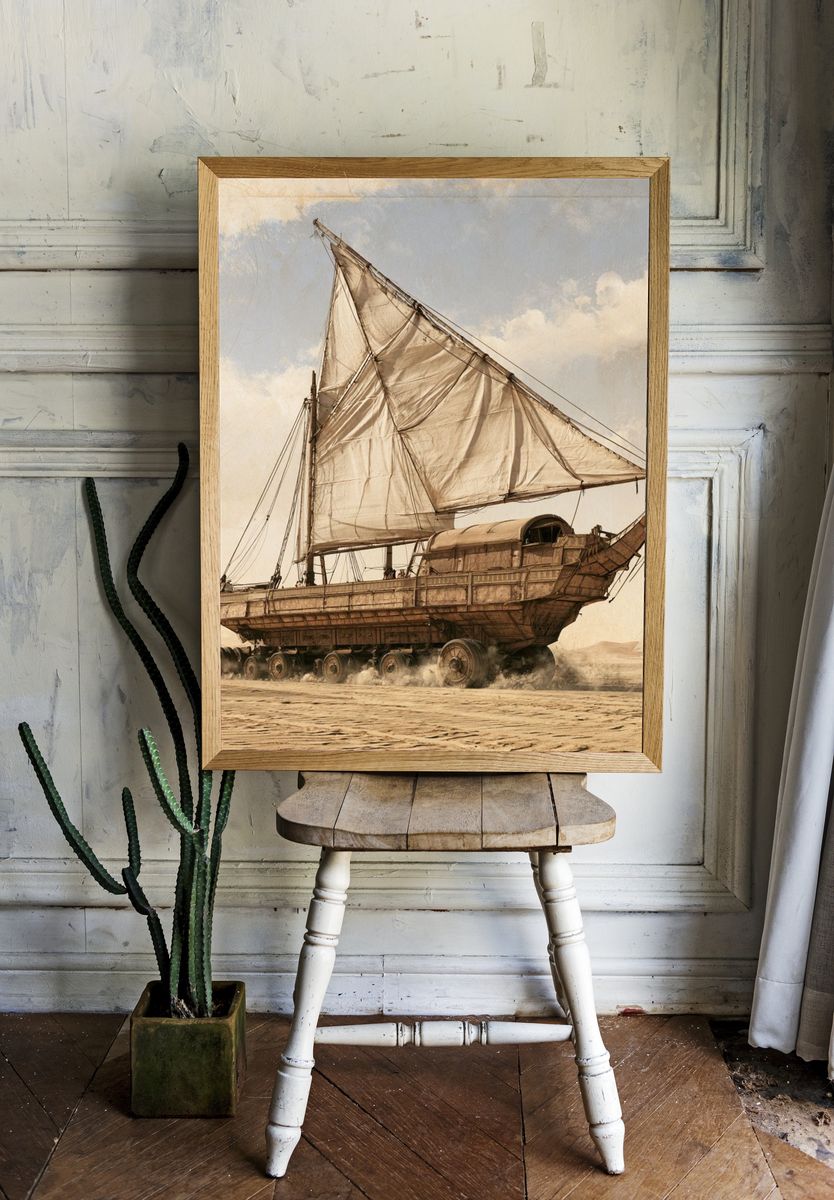 Desert Sail Ship Surrealism Poster. — room view 1