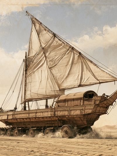 Desert Sail Ship Surrealism Poster. poster