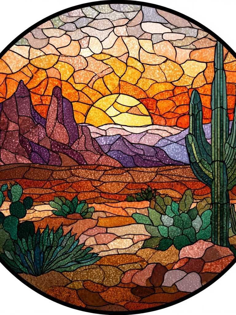Desert Sunset Stained Glass Poster. poster detail