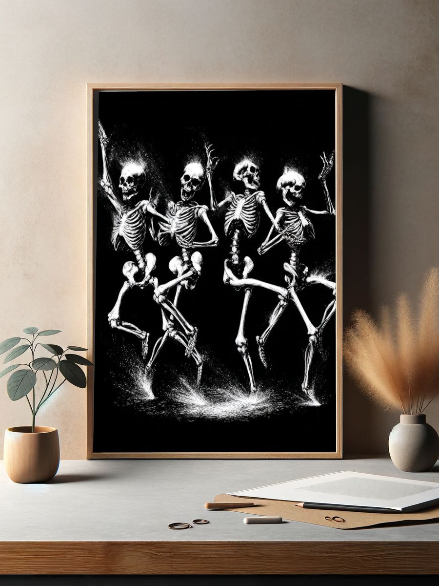 Dancing Skeletons — Illustration Print. — room view 2
