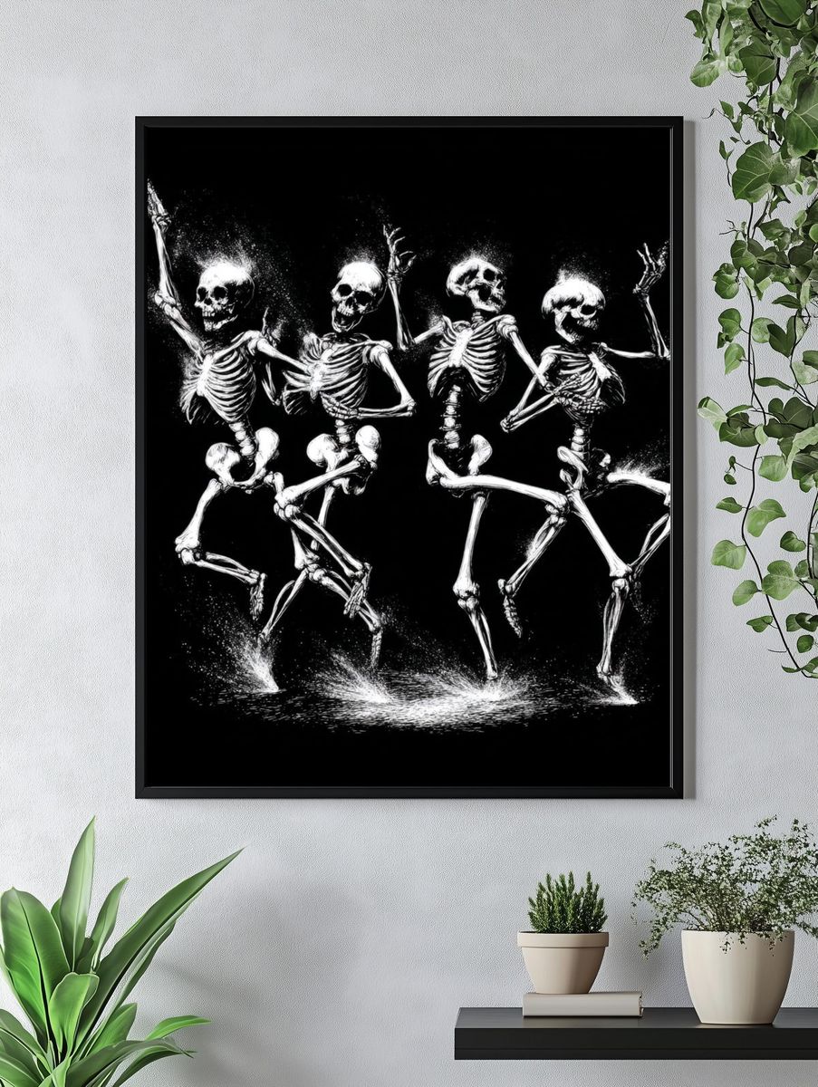 Dancing Skeletons — Illustration Print. — room view 4