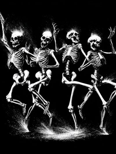 Dancing Skeletons — Illustration Print. poster print